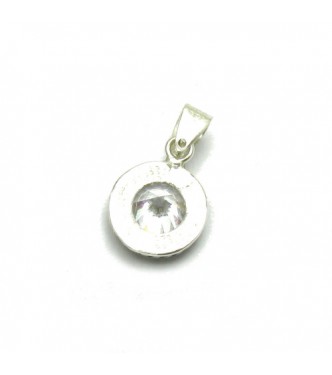 PE001165 Sterling silver pendant solid 925 with 9mm round CZ EMPRESS